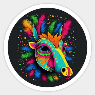 Llama's Party Mood:  Colorful and Joyful Sticker